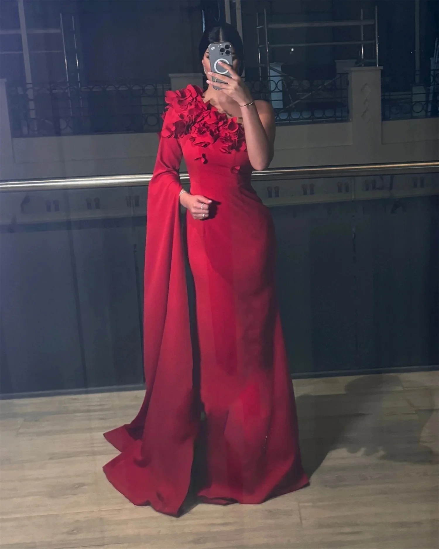 

Red Floral Formal Long Bespoke Occasion Gown Evening Dresses Prom Pastrol Unisex Jersey Retro Dubai Saudi Arabic Customized