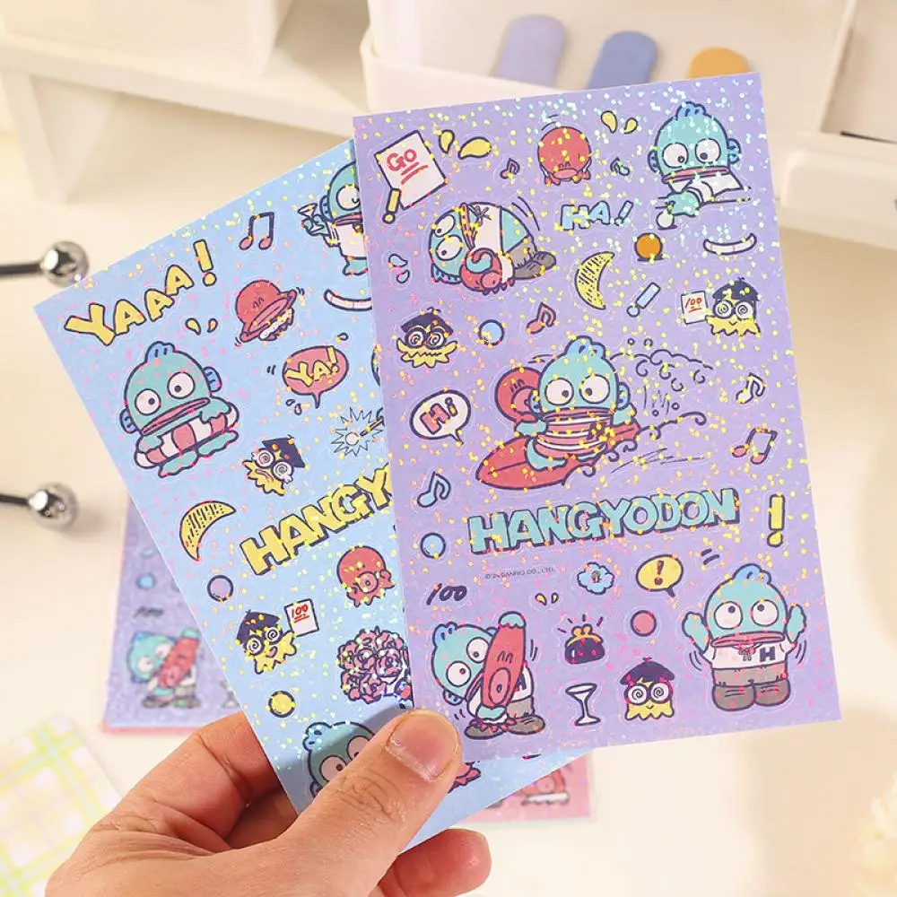 2Pcs/set Kawaii Anime Peripheral Sanrio Hangyodon Laser Process Cute Cartoon Idea Diy Ledger Sticker Decoration Holiday Gift