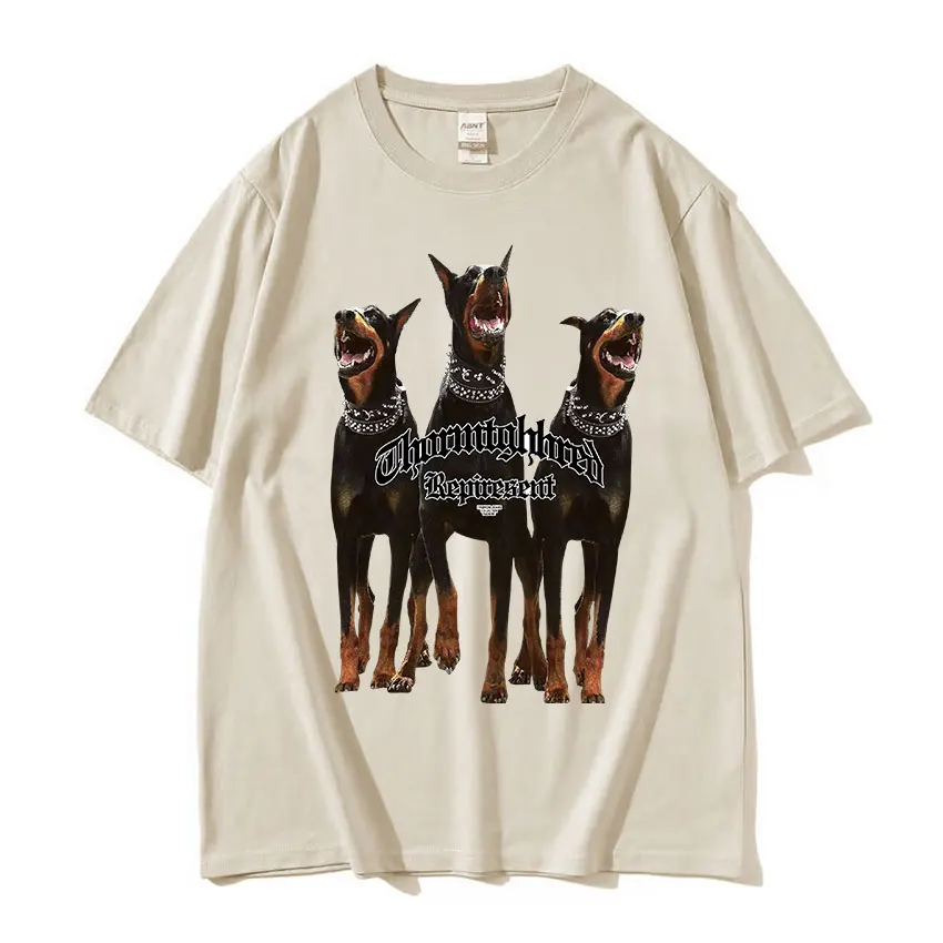 Men's Hip Hop Trend T Shirt Funny Rottweiler Doberman Graphic Print T-shirts Summer Men 100% Cotton Oversized T-shirt Streetwear