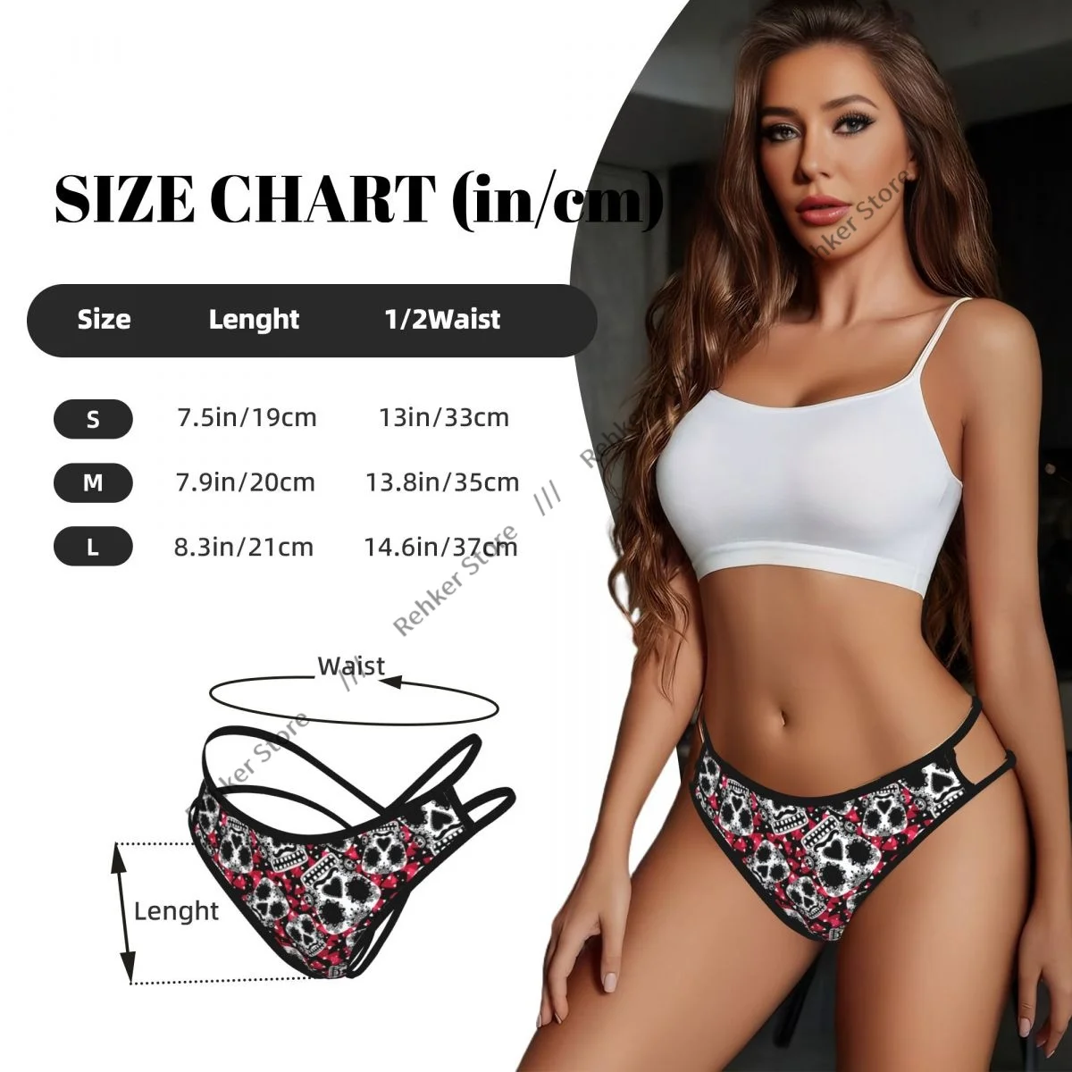 Women Sexy Thong Pants Monsters Skulls With Flower Female Low Rise G-String Ladies Bikini - view 5