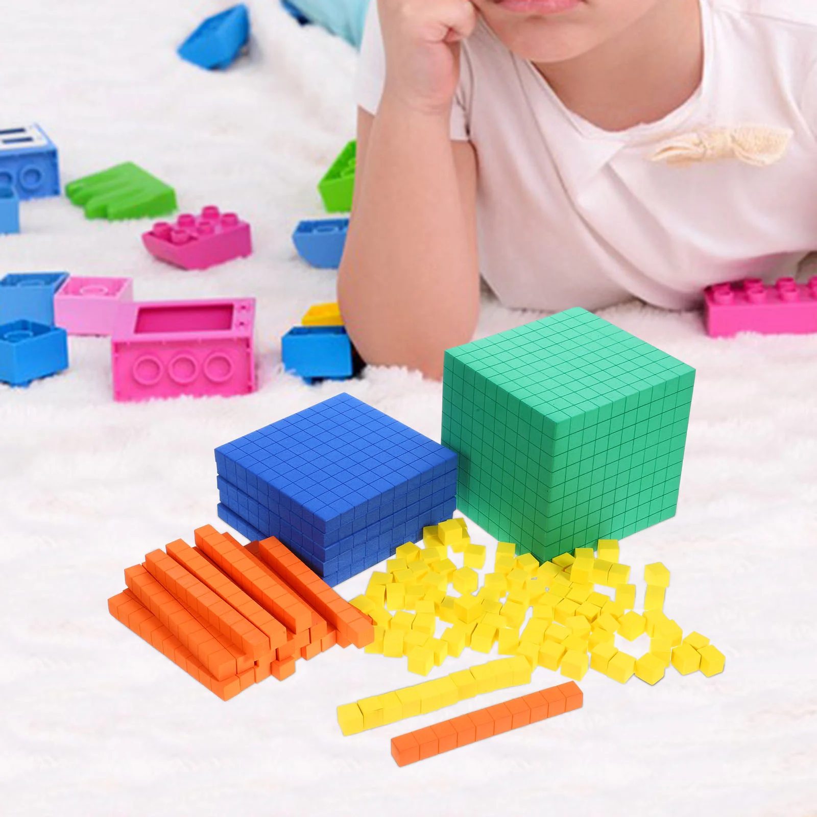 Blocchi di conteggio del blocco di apprendimento del cubo matematico Giocattoli dei numeri della scatola dei bambini per gli alunni manipolativi