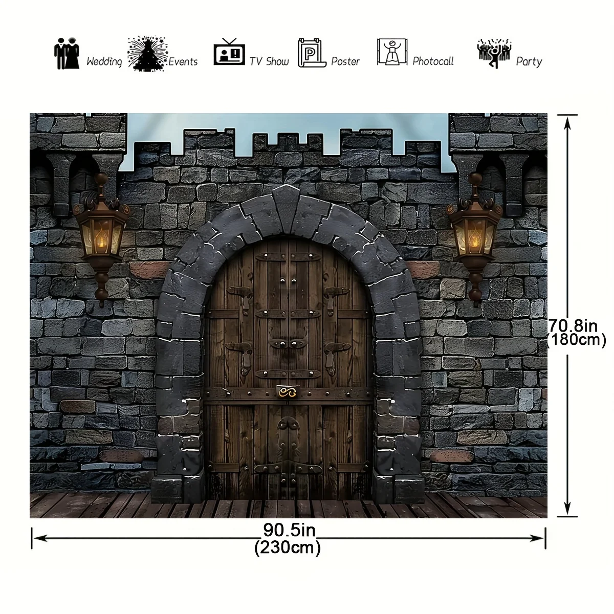 A medieval castle background, knight decorated castle wall background, century themed party decoration supplies