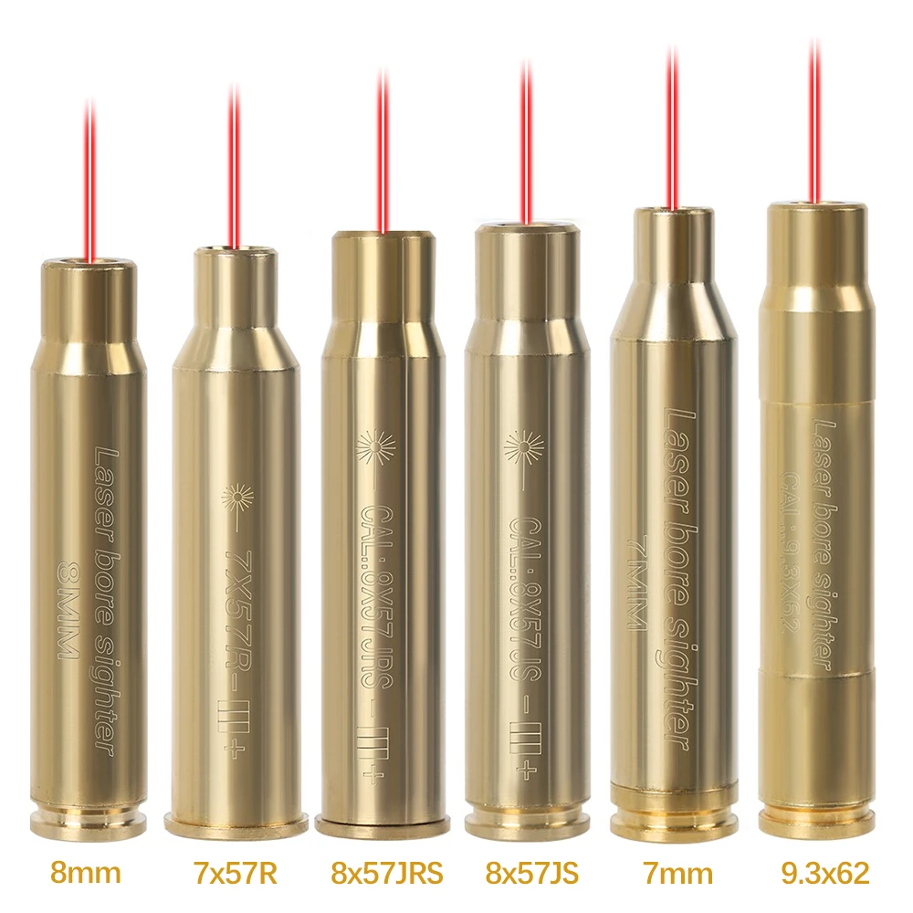 Tactical Red Laser Bore Sighter Training Bullet Brass Boresighter Caliber 7mm 8mm 7x57R 8x57JRS 9.3x62 Snap Caps Power Laser