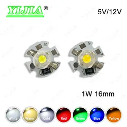DC 5V 12V LED Light Beads 1W Warm Natural White Red Green Blue Yellow Violet LED Chips With 16mm Star PCB For DIY 1W Lamp