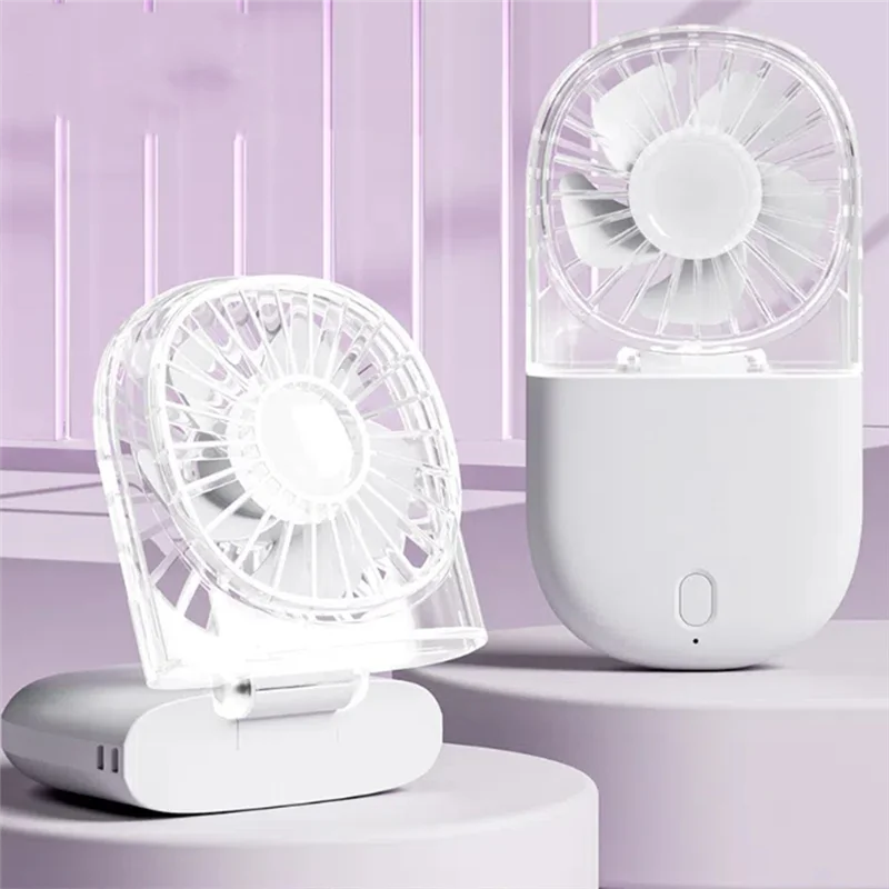Portable USB Fans With Transparent Design With Five-Speed Wind Adjustment Lanyard And Desktop Standab13