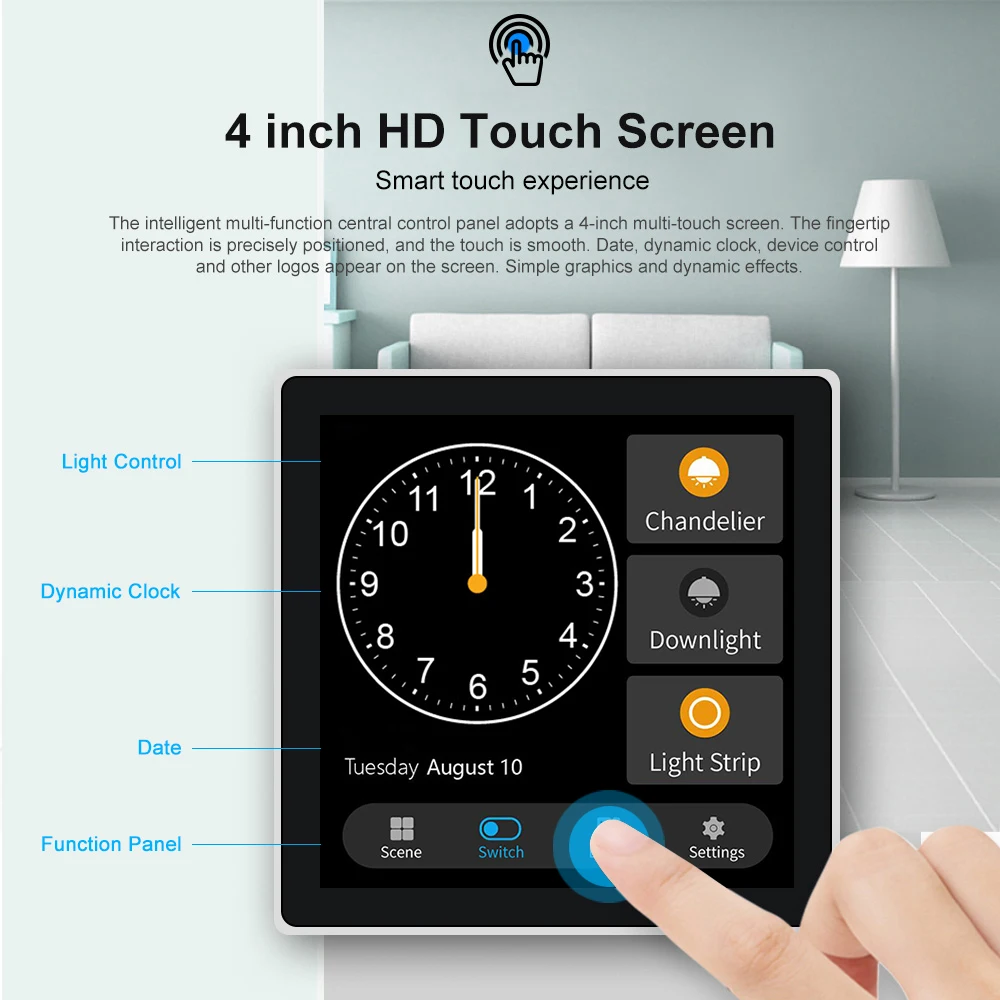 Tuya T3E Panel EU Smart Control Panel Switch Zigbee Smart Home Switch Touch Screen Panel Wall Push Light Switch works with Alexa