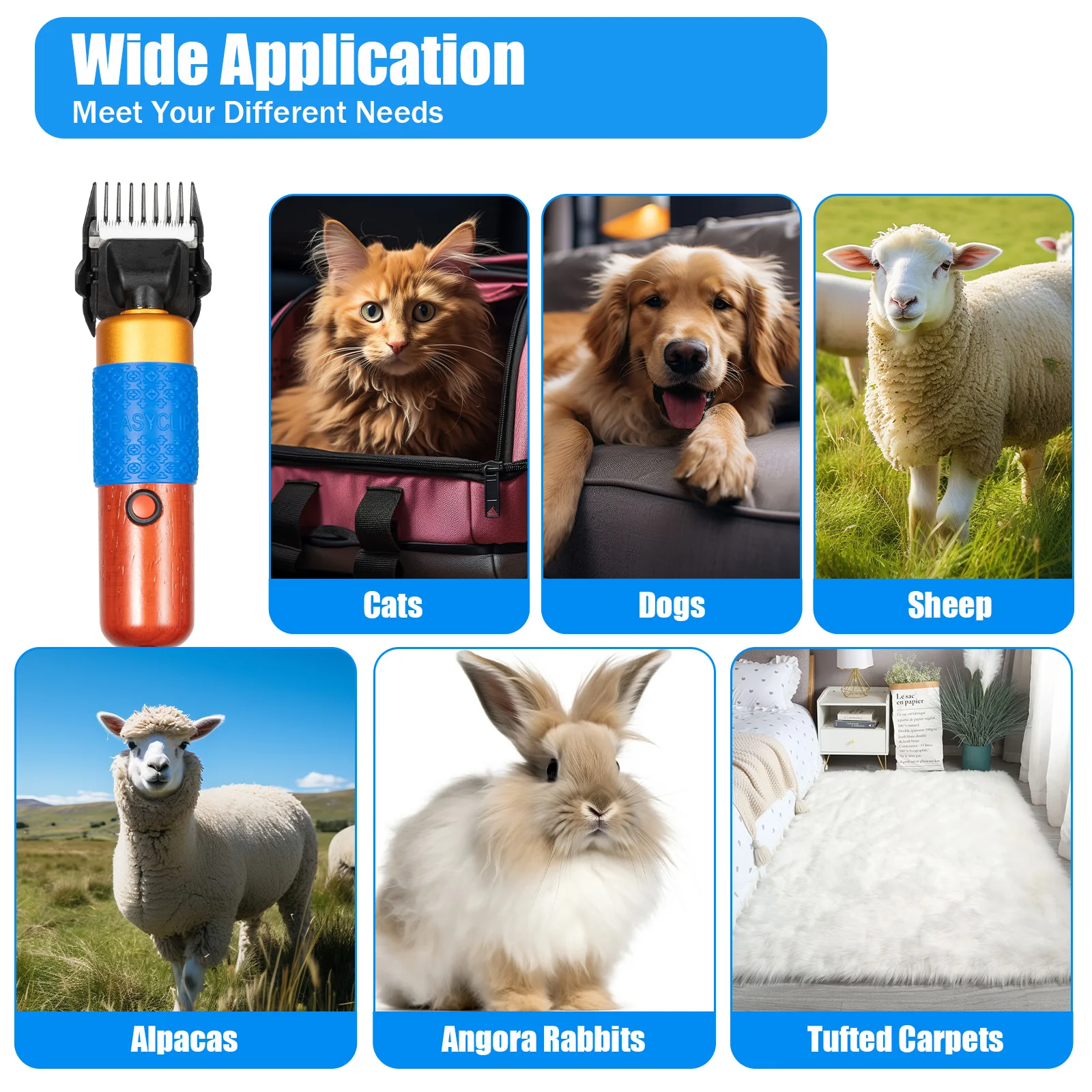 

Portable Pet Grooming Kit Clippers Replaceable Blade Low Noise Electric Quiet Goat Dog Cat Clipper with Cleaning Brush