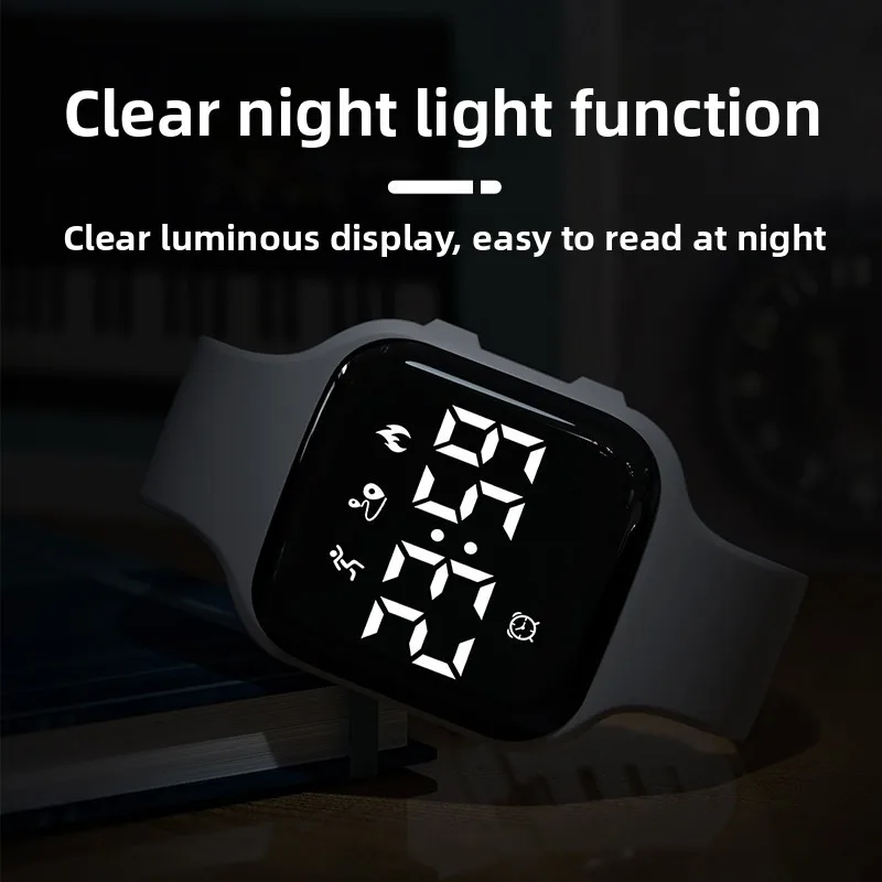 LED Kids Smart Watch Waterproof Swimming Silent Alarm Vibration Pedometer Timer Sport Fitness Simple Bracelet