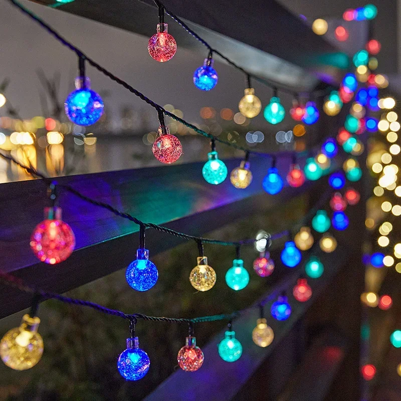 5/7/12m Solar String Light Outdoor LED Crystal Globe Light Solar Fairy Light Garden Light for Christmas Wedding Party Decoration