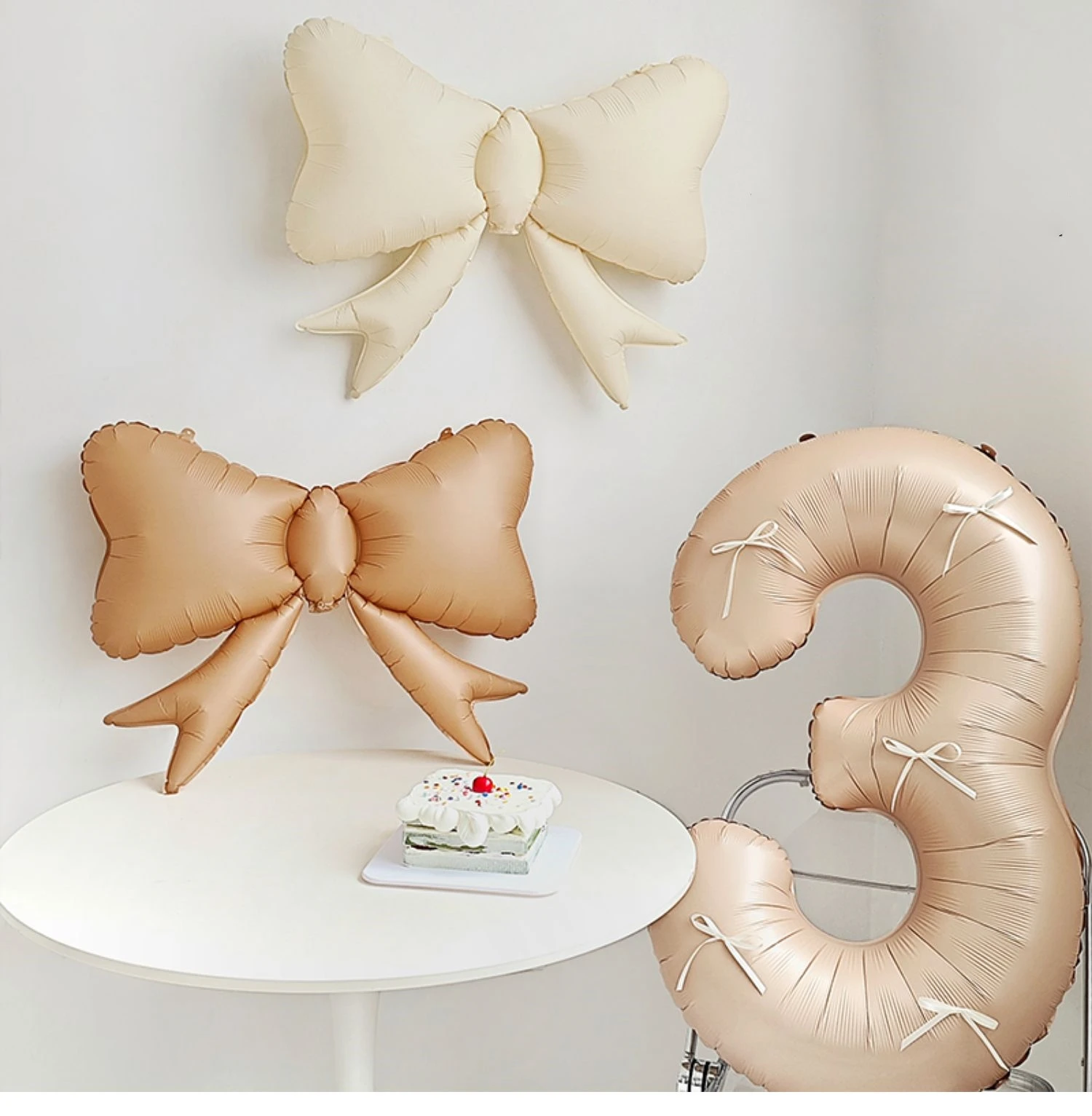 1PC Bowknot Balloon Foil Matte Bow Baby Girl Birthday Party Decora Kids Event Baby Shower 100 Days Photo Props Anniversary