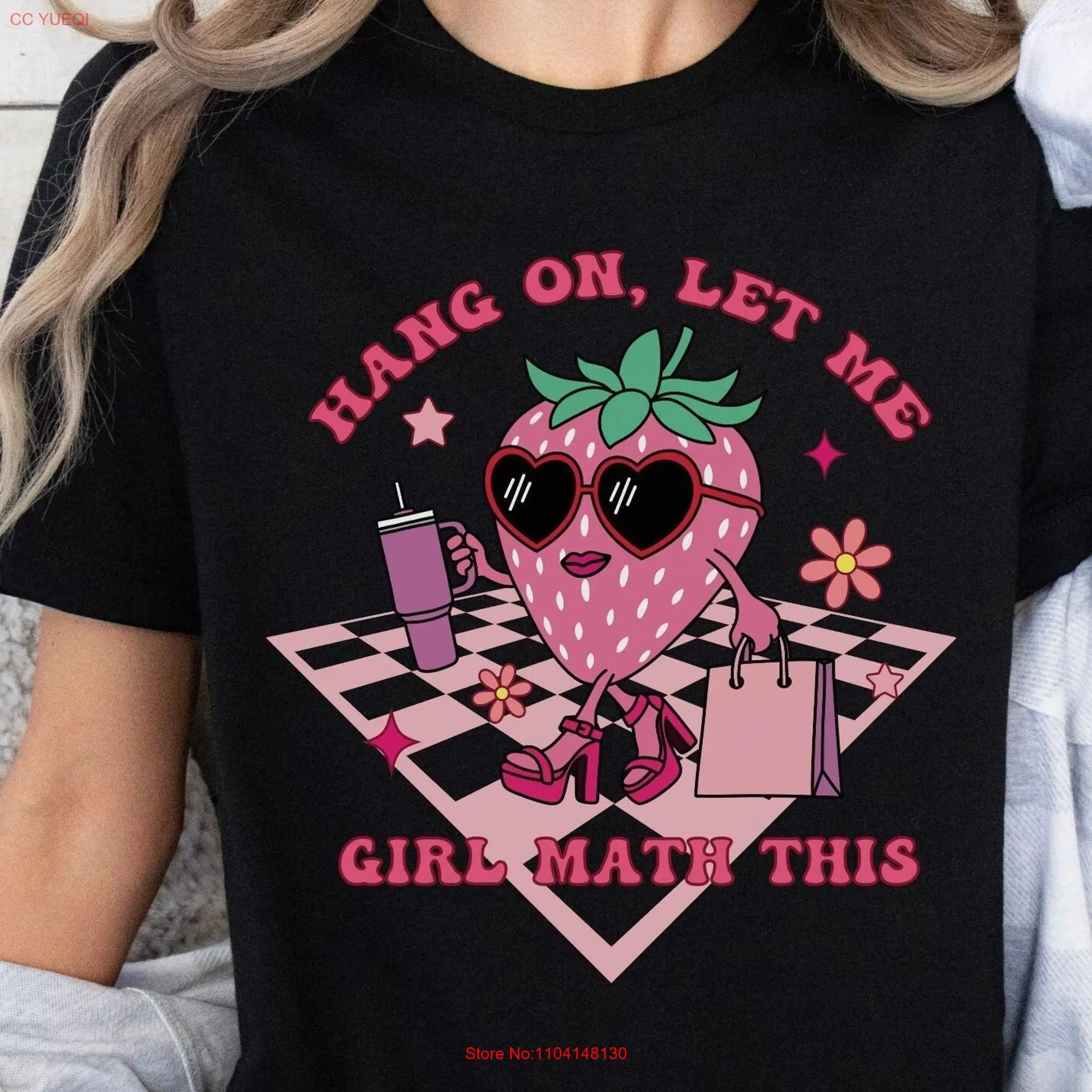 Girl math T Shirt organic basically free gift for her cute strawberry retro funny saying plus sizes pink red black trending