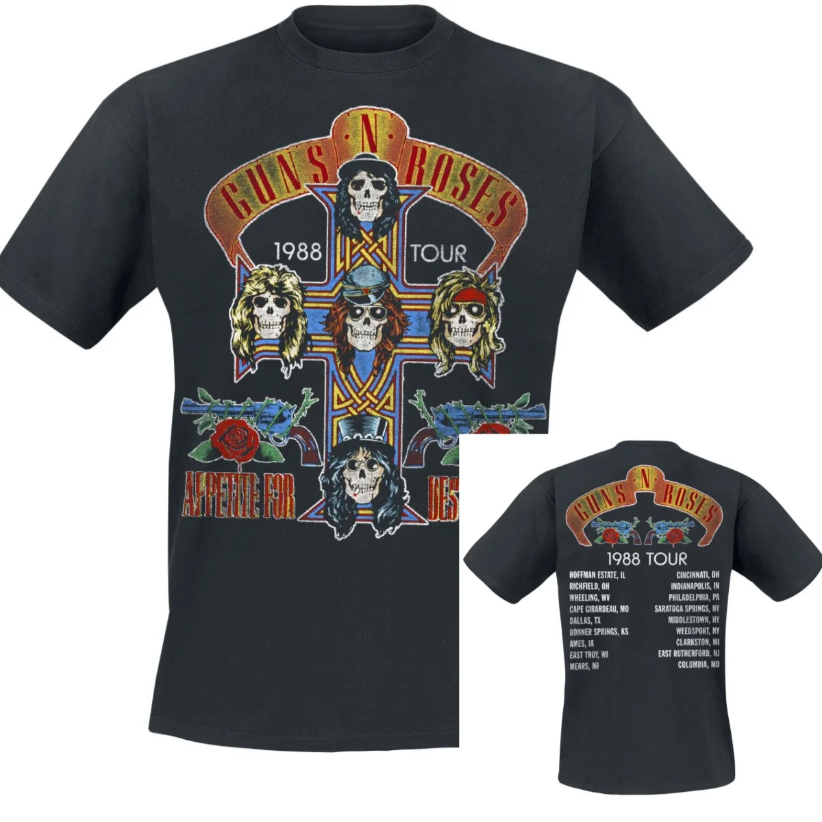 1991 Illusion Guns N' Roses T-Shirt für Männer und Frauen, Metal-Rock-Band-Grafik-T-Shirt, 100 % Baumwolle, Sommer-Streetwear-Top – Detail 3