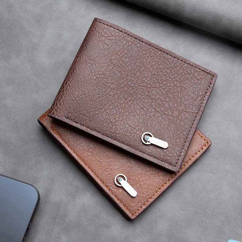 

Leather Men Wallets Cow Leather Solid Sample Style Zipper Purse Man Card Horders Famous Brand High Quality Male Wallet