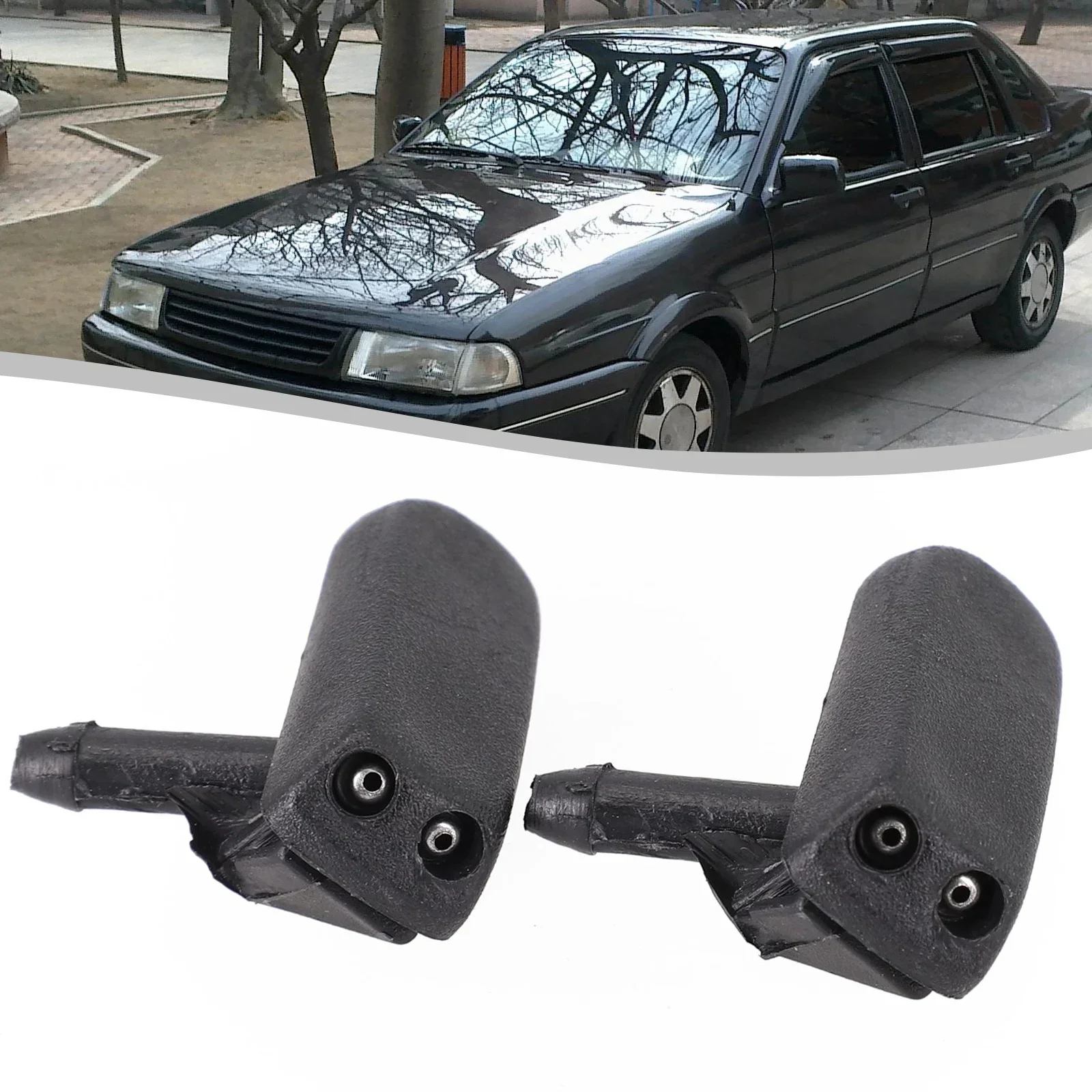 2Pc Front Windscreen Washer Jet Nozzle Water Sprayer Black 191955985A For MK1 &MK2 1982-2004 For Passat B2 B3 B4 1986-1997