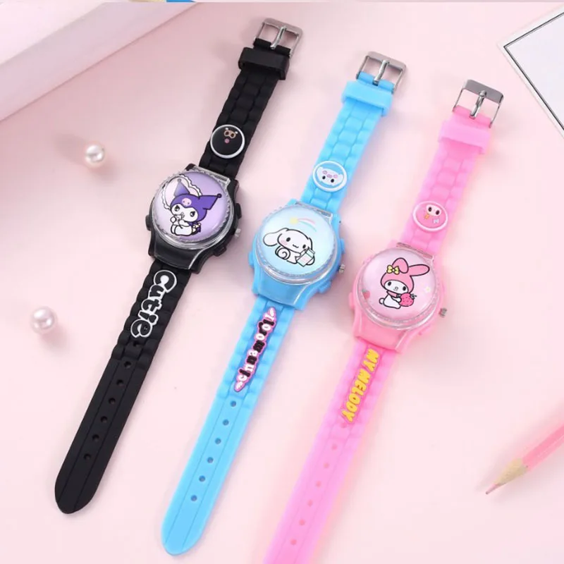 Sanrio Melody Watch Kuromi Cinnamoroll Silikonowy pasek Kwarcowy Casual Cartoon Melody Zegarek na rękę Dziewczyny Dzieci Prezenty urodzinowe