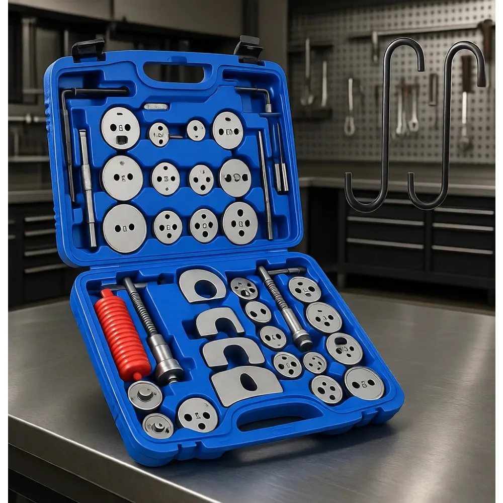 

35 Piece Disc Brake Caliper Tool Kit Heavy Duty Compression Tool for Brake Pad Replacement with 24 Adapters Fits Most Vehicles