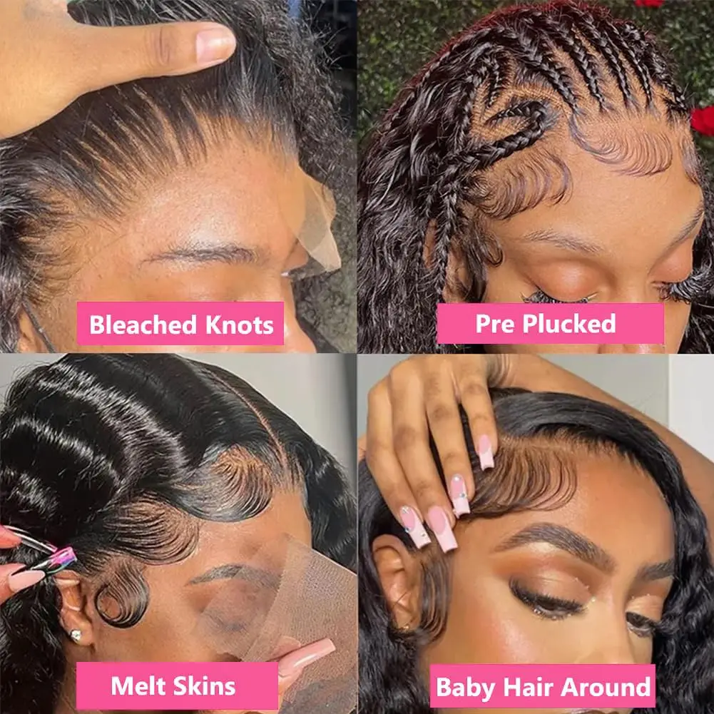 Glueless HD Half Lace Front Wig Kinky Curly 40 Inch 100 Human Hair Wigs 13x6 Deep Wave Frontal Water Braided Curls Wear And Go