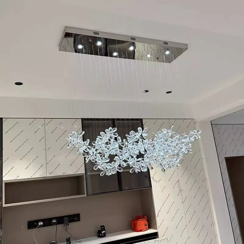 

Postmodern Blue Rectangle Crystal Creative designer light chandelier, lustre Suitable for Dining room luminaire