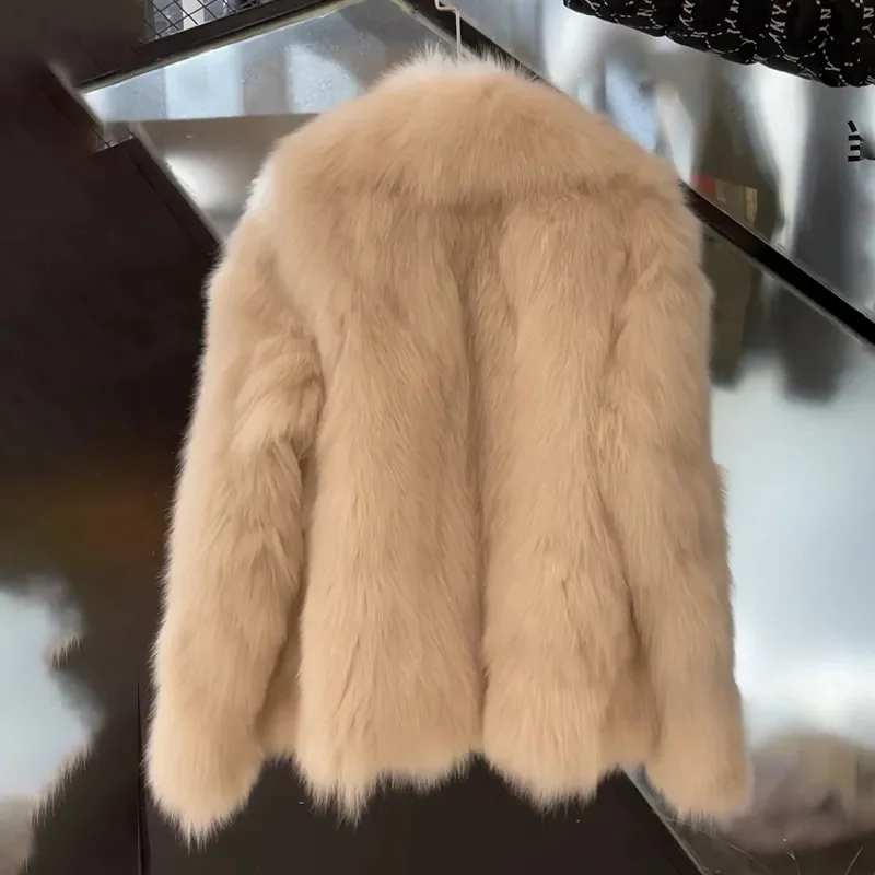 Fashion Fox Fur Coat Women's Faux Fur Overcoat Autumn Winter Long-sleeve Thicken Warm Short Jackets Streetwear Lady Loose Coats