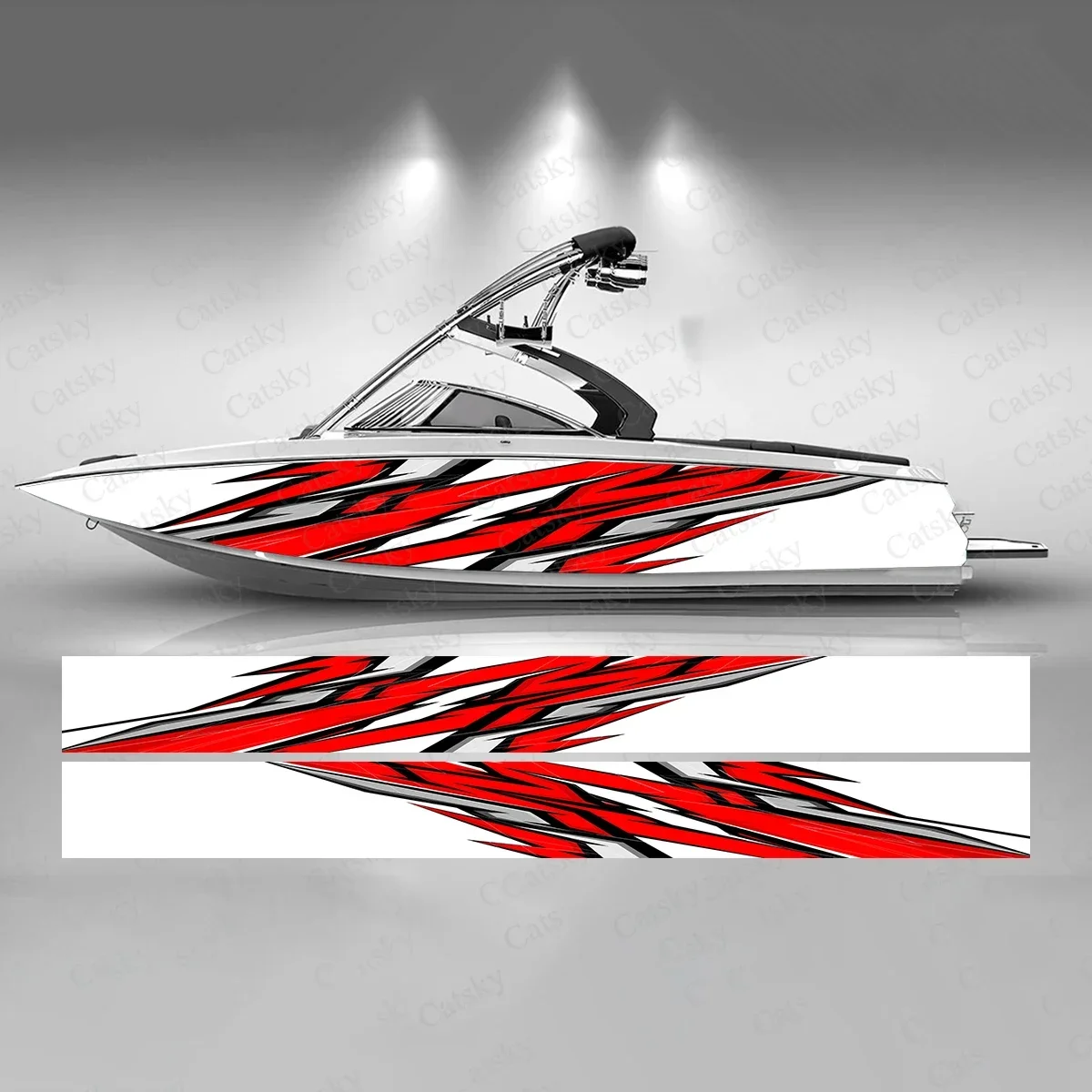 Colorful Contrast Color Lines Boat Sticker Fashion Custom Fish Boat-Sticker Vinyl Waterproof Boat Wrap Graphic Boat Wrap Decal