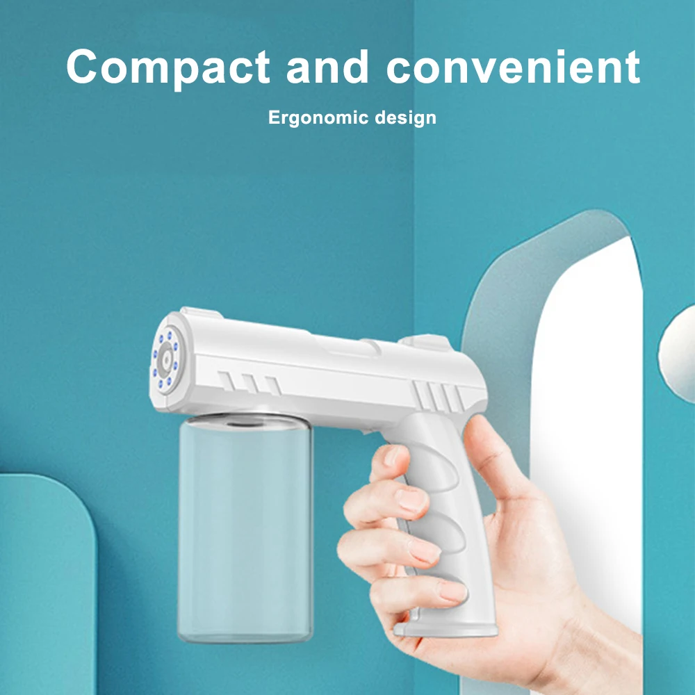 280ml Portable Wireless Electric Sanitizer Sprayer USB Rechargeable Blue Light Disinfection Sprayer Fogger Machine Home Garden