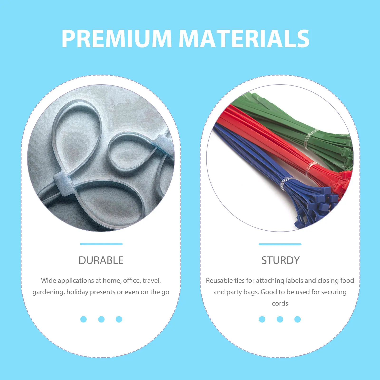 250Pcs Self-Locking Zip Ties Premium Reusable Cable Ties Strong Pulling Force Smooth Burrs-Free Design for Cord Organization