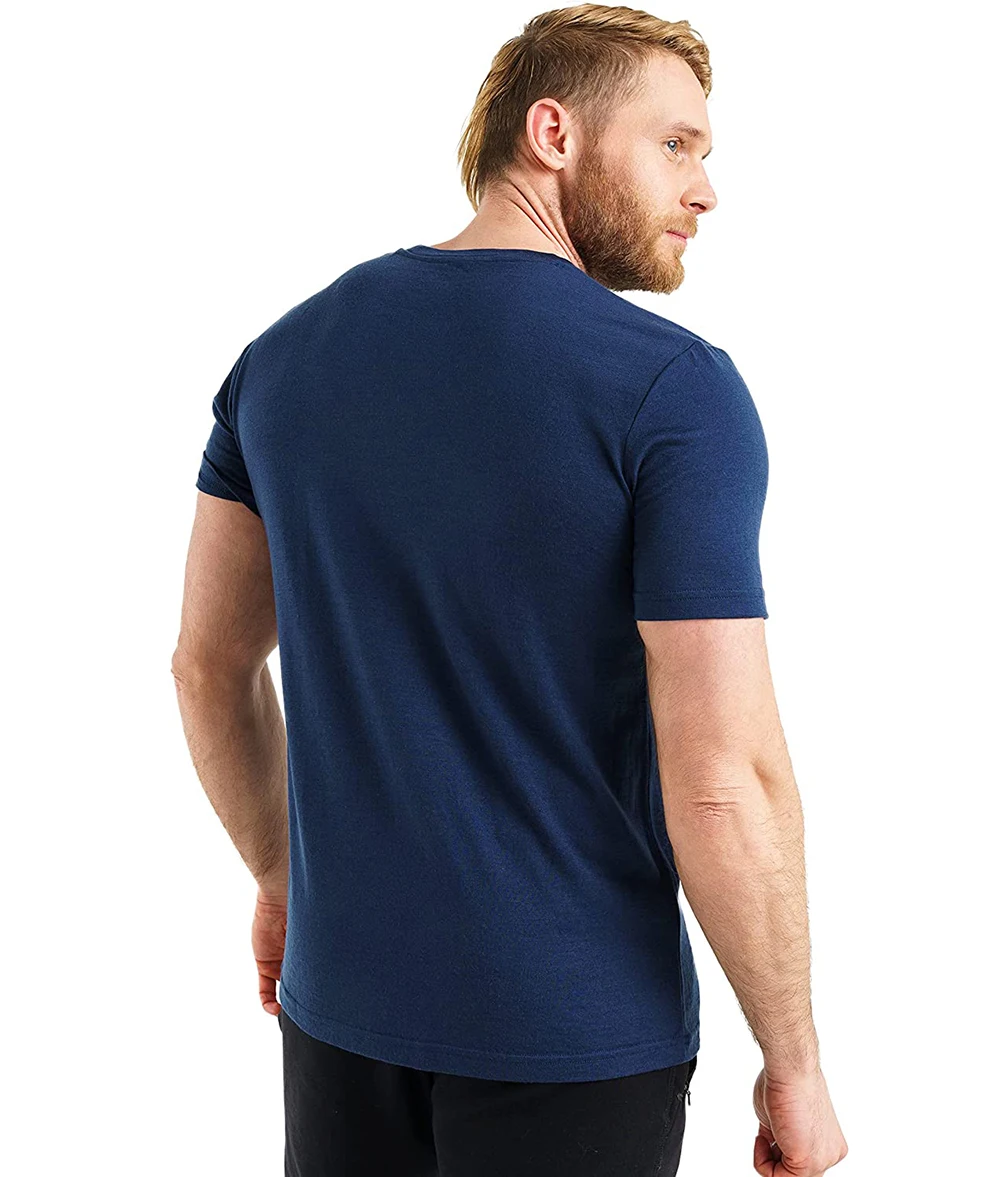 Camiseta de lana merina para hombre, camisa de manga corta, deportiva, ligera, capa Base, para senderismo, suave y transpirable, 100%