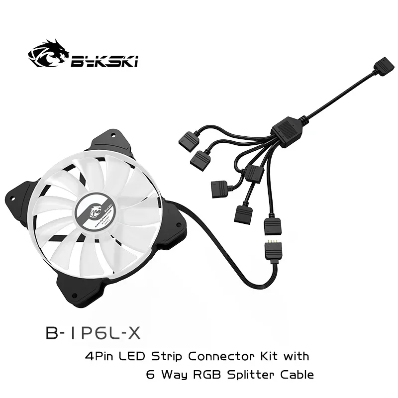 Bykski B-1P6L-X , RGB 1 To 6 Sync Extension Cable, 12V 4pin, Expansion Hub For Lighting Products Synchronize To Motherboard