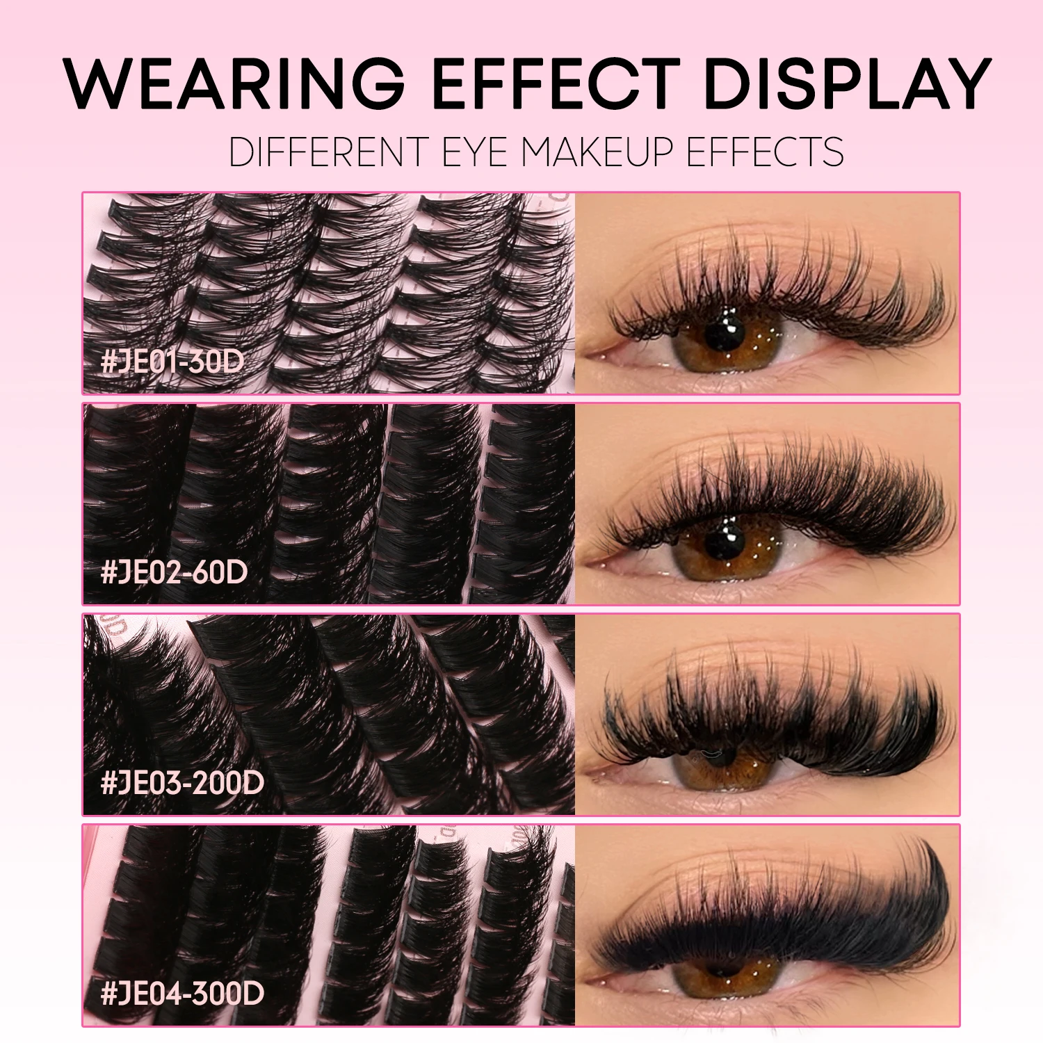 GROINNEYA grupos de pestañas con combinación impermeable, Kit de extensión de pestañas DIY, unión de pestañas, sello y pinzas de maquillaje