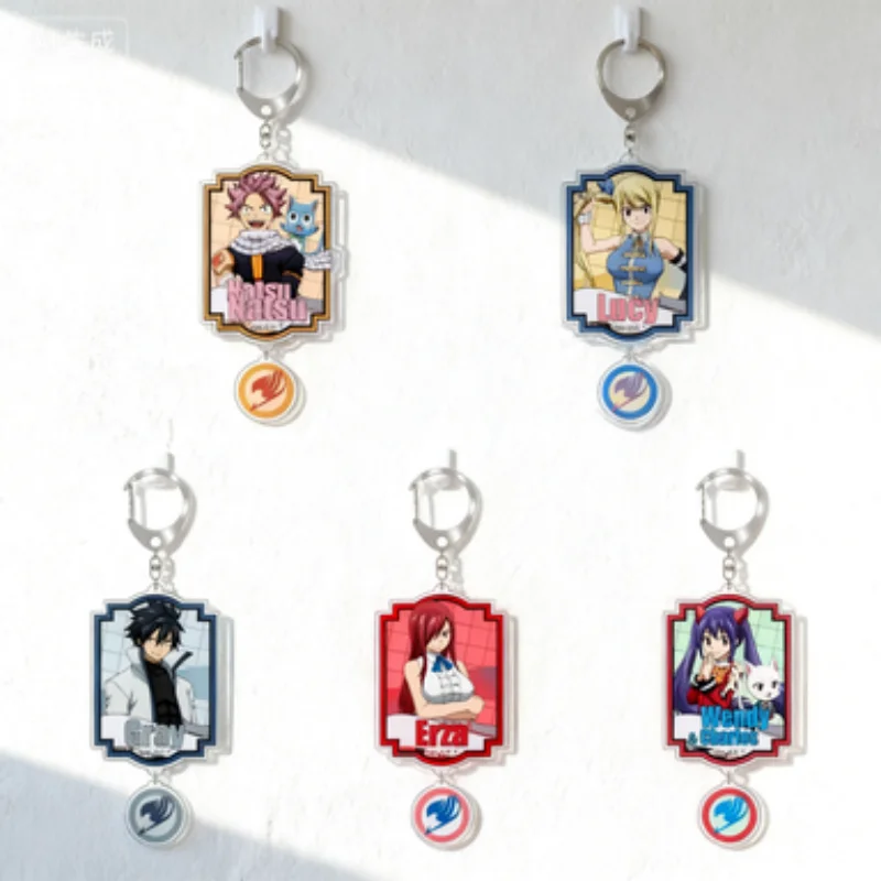 

Anime Fairy Tail Keychain Bag pendants anime souvenirs small ornaments collection Bag decoration HD Acrylic key ring keychain6CM