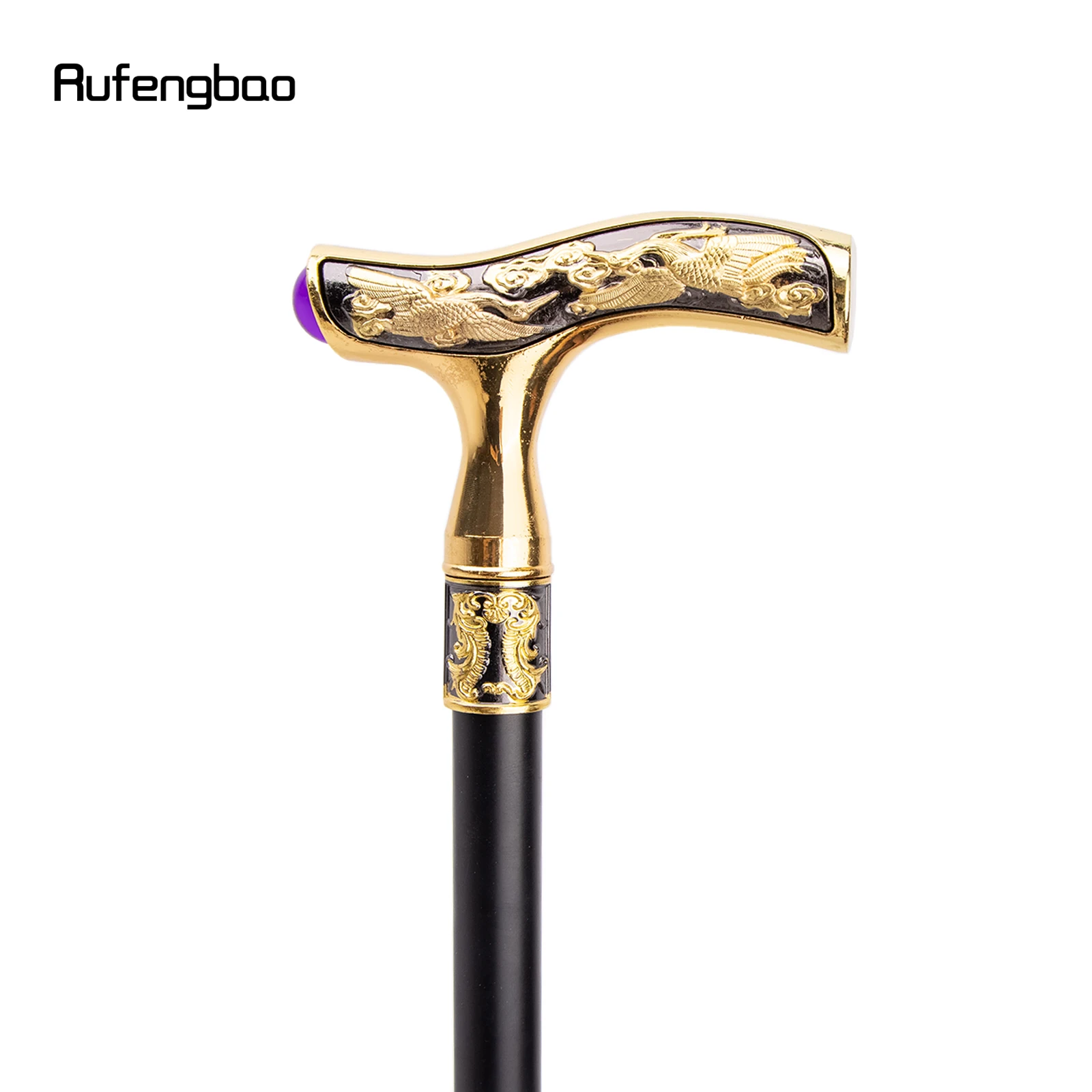 Crane Walking Cane Purple Gemstone Fashion Decorative Walking Stick Gentleman Elegant Cosplay Cane Knob Crosier 93cm