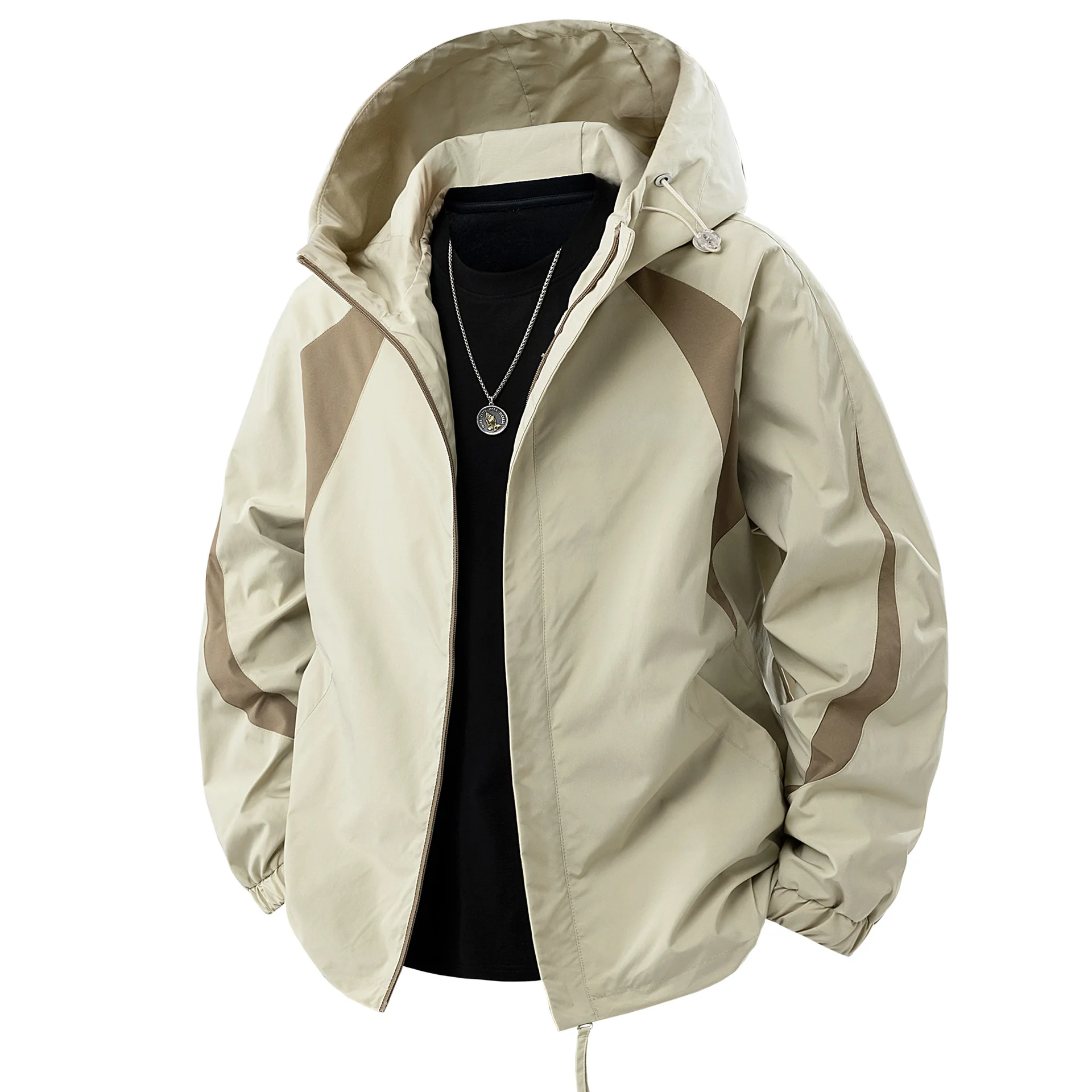 New Outdoor Sports And Leisure Windproof Waterproof Jacket Men'S Fashion Spring And Autumn Hooded Loose Casual Versatile Coat