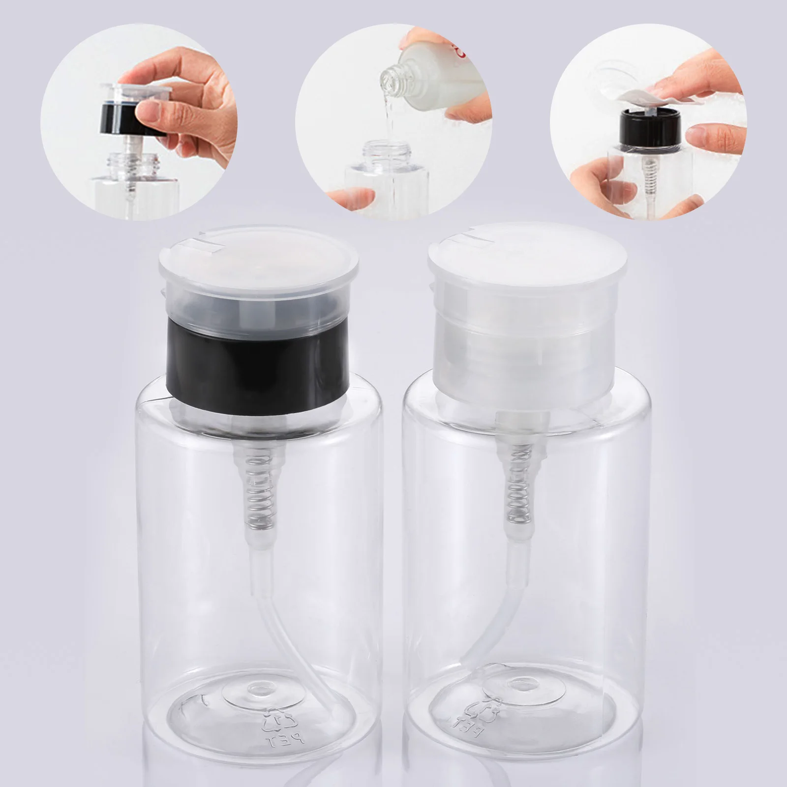 160ml Plastic Nail Polish Remover Alcohol Liquid Press Pumping Bottle Empty Bottle For cleanser/Polish Remover/Makeup Remover