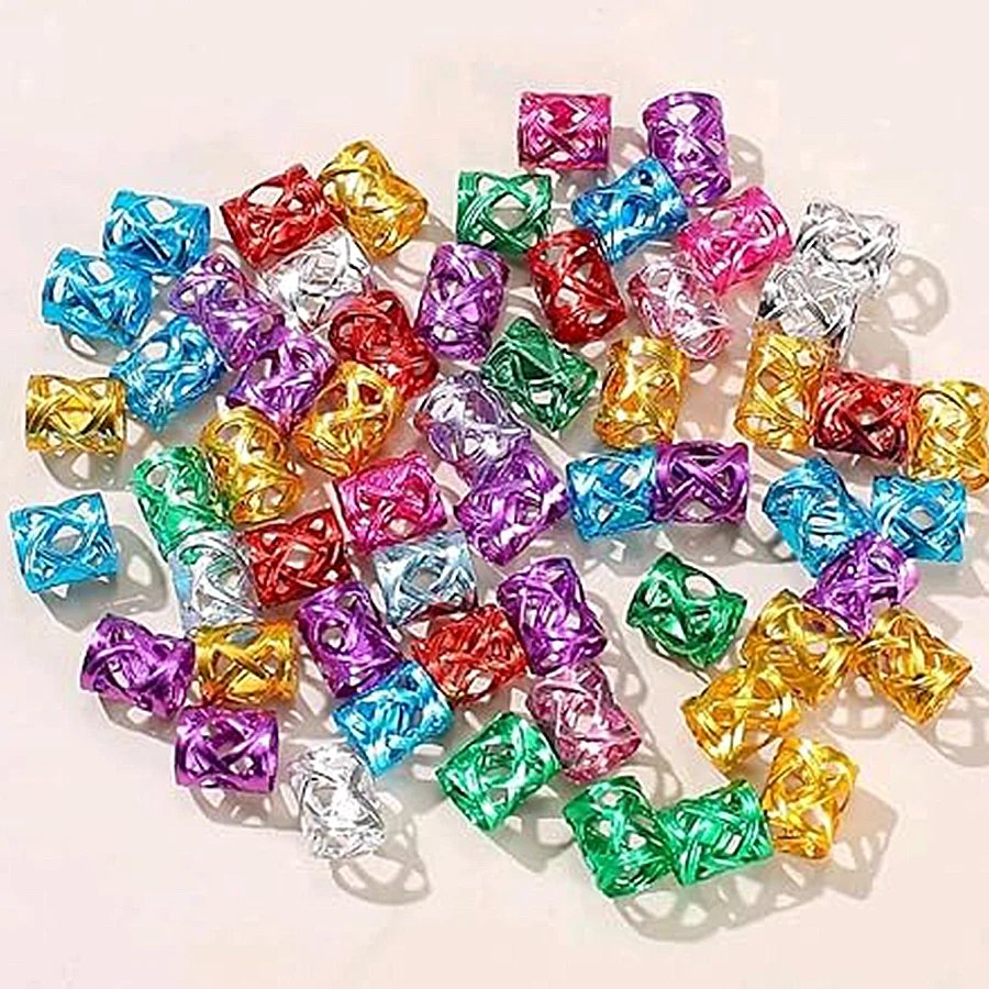 100 piezas de anillos para cabello huecos, cuentas para rastas, clips metálicos, decoración 4