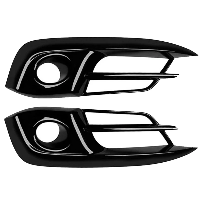 1Pair Front Bumper Fog Light Grille Trim Cover Fog Lamp Decorative Glossy Black Strips For Honda Civic 10Th 2016-2019