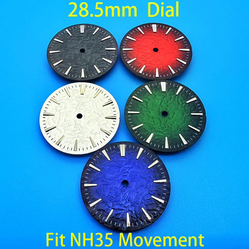 Customized 28.5mm Dial NH35 Stone Texture Dial Diving Watch Accessories for NH35 NH36 7S26 Movement Gradient Colored Watch Faces