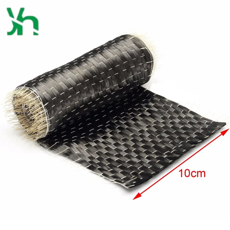 Pano unidirecional de fibra de carbono de 12K 200g 10cm de largura, usado para construção de estrutura de concreto e materiais de reforço de ponte