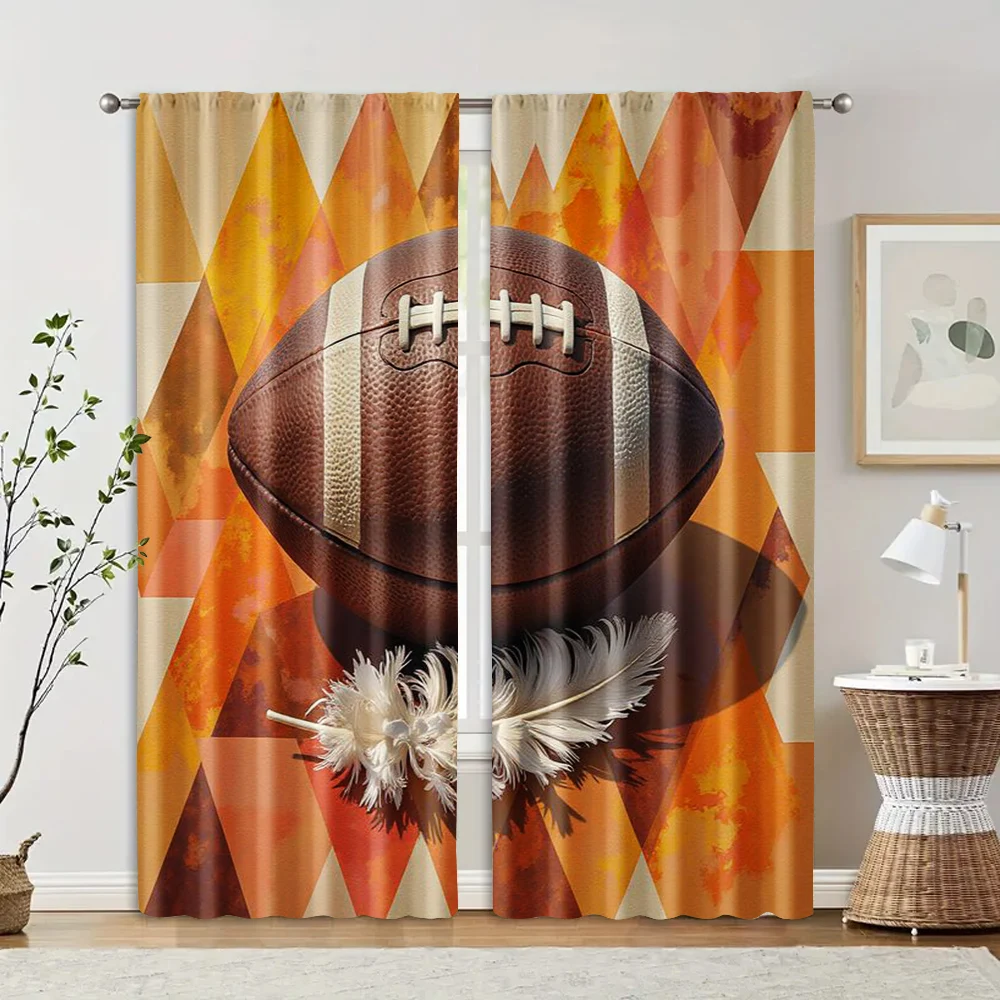 2 pcs, filtering curtains (excluding rods, non-movable, without batteries) Feather and Rugby Designbackgroundsuitable for use in