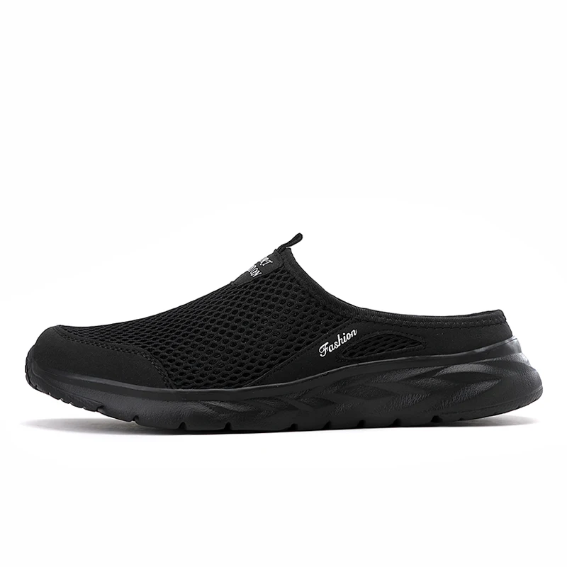Plus Size 39- 47 Summer Men Half Slippers Lightweight Casual Shoes Outdoor Male Flat Slippers Anti-slip Mesh Slip on Loafers