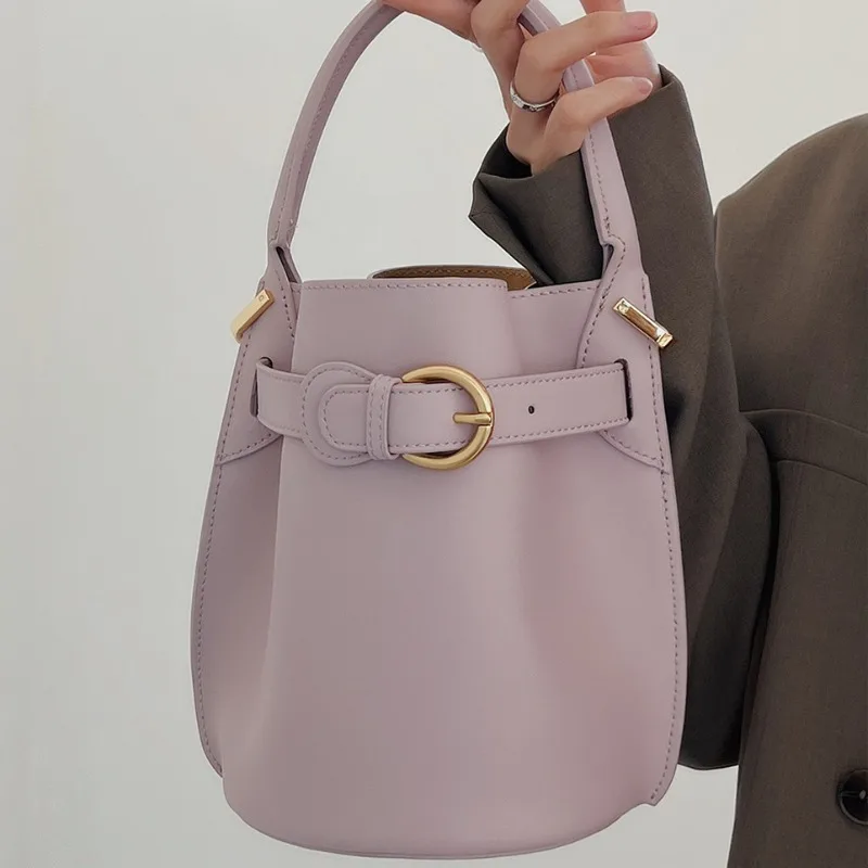 Bolso de cubo de cuero suave de alta calidad para mujer, nuevo bolso cruzado de un hombro con temperamento, bolsos pequeños para ir al trabajo, bolso de ocio