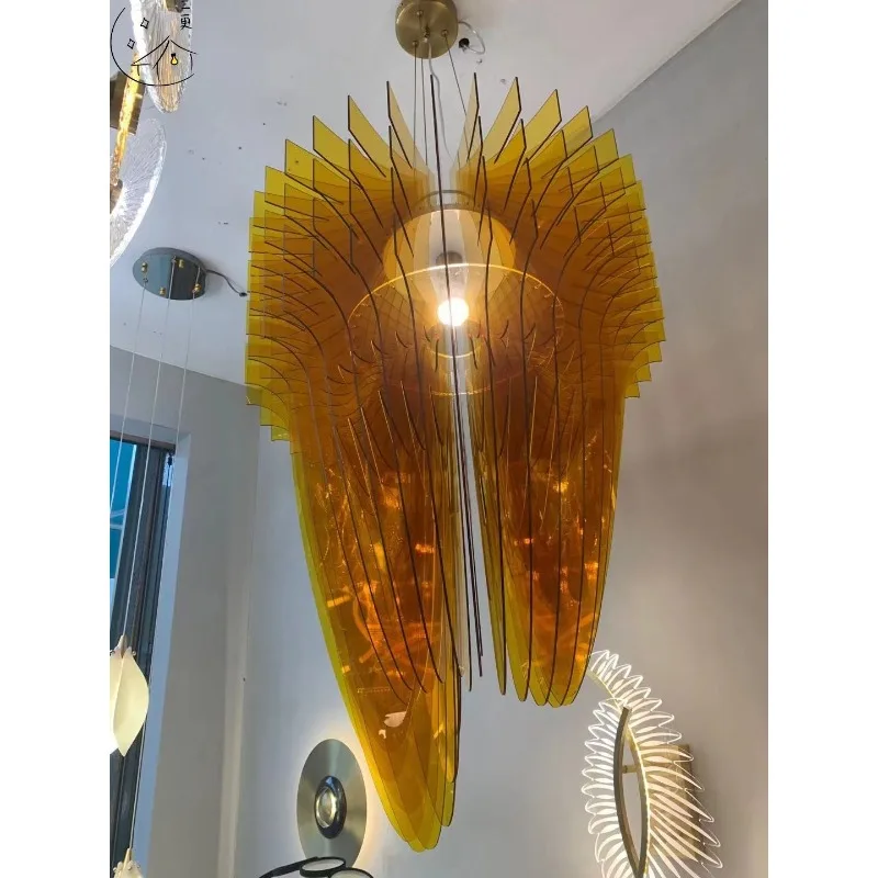 Exhibition hall acrylic art chandelier, model room dining room living room villa staircase light