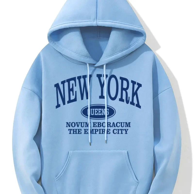 New Fashion Sweater New York Letter Print Kangaroo Pocket Hoodie, Casual Long-sleeved Drawstring Hoodie, Go Out and Wear A Top