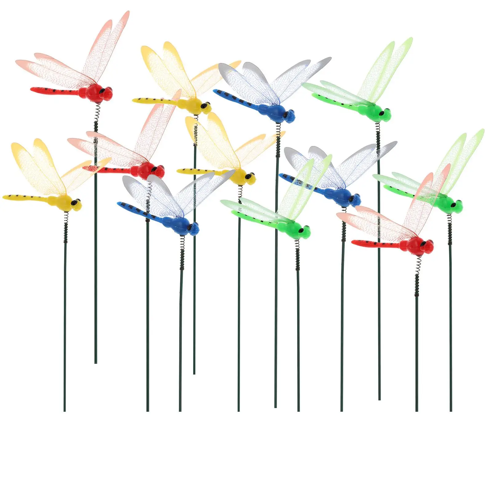 

30 Pcs Simulation Dragonfly Decorative Stakes Artificial Garden PVC Colorful Lightweight Store Decor
