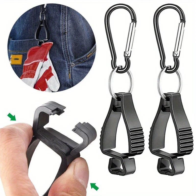 Durable Glove Clip Holder with Key Ring - Secure Textured Grip, Anti-Loss Metal & Plastic Glove Grabber for Professional Work