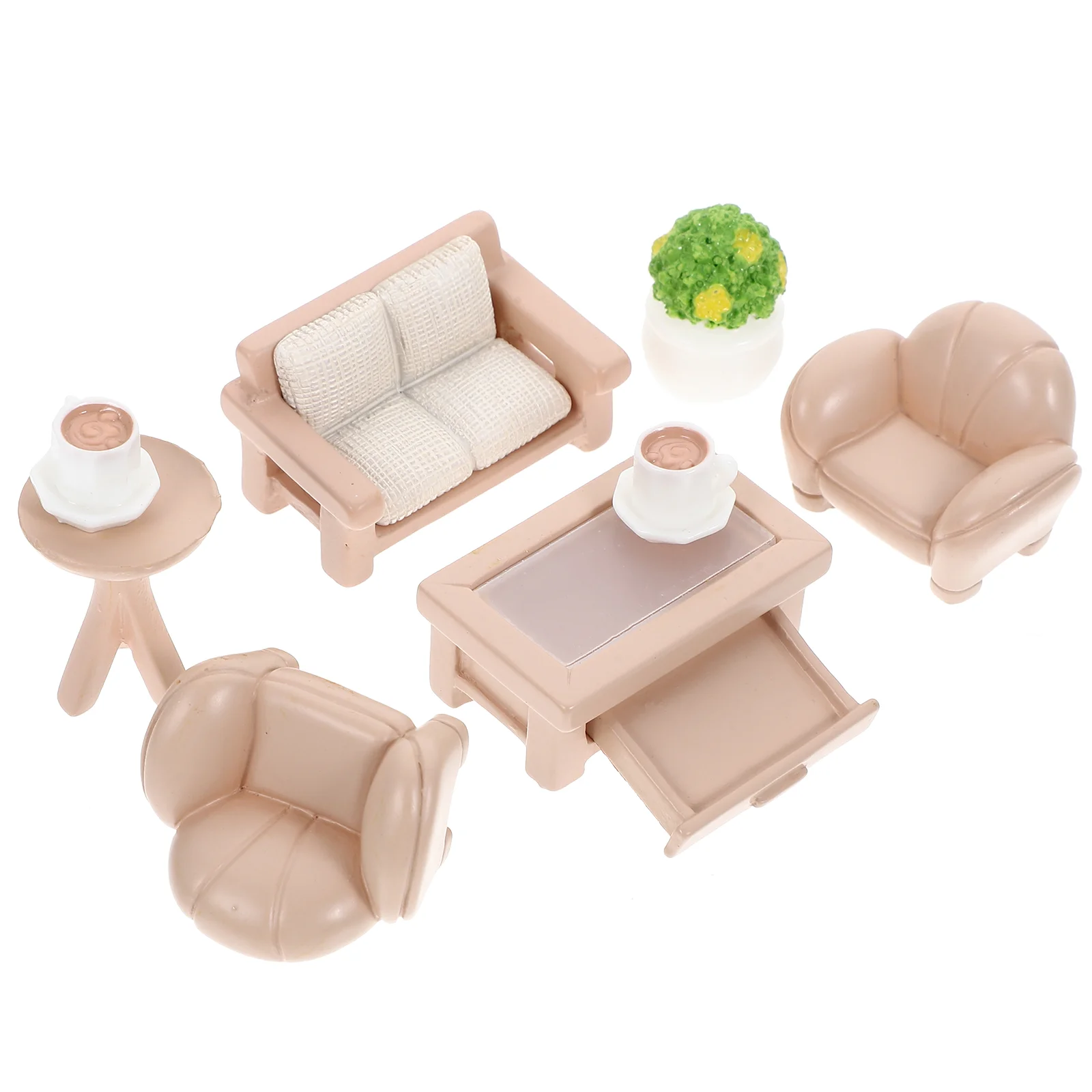 House Furniture Kit Mini Flower Pot Cabinet Miniature Resin Tiny Sofa Single Individual Potted Plant