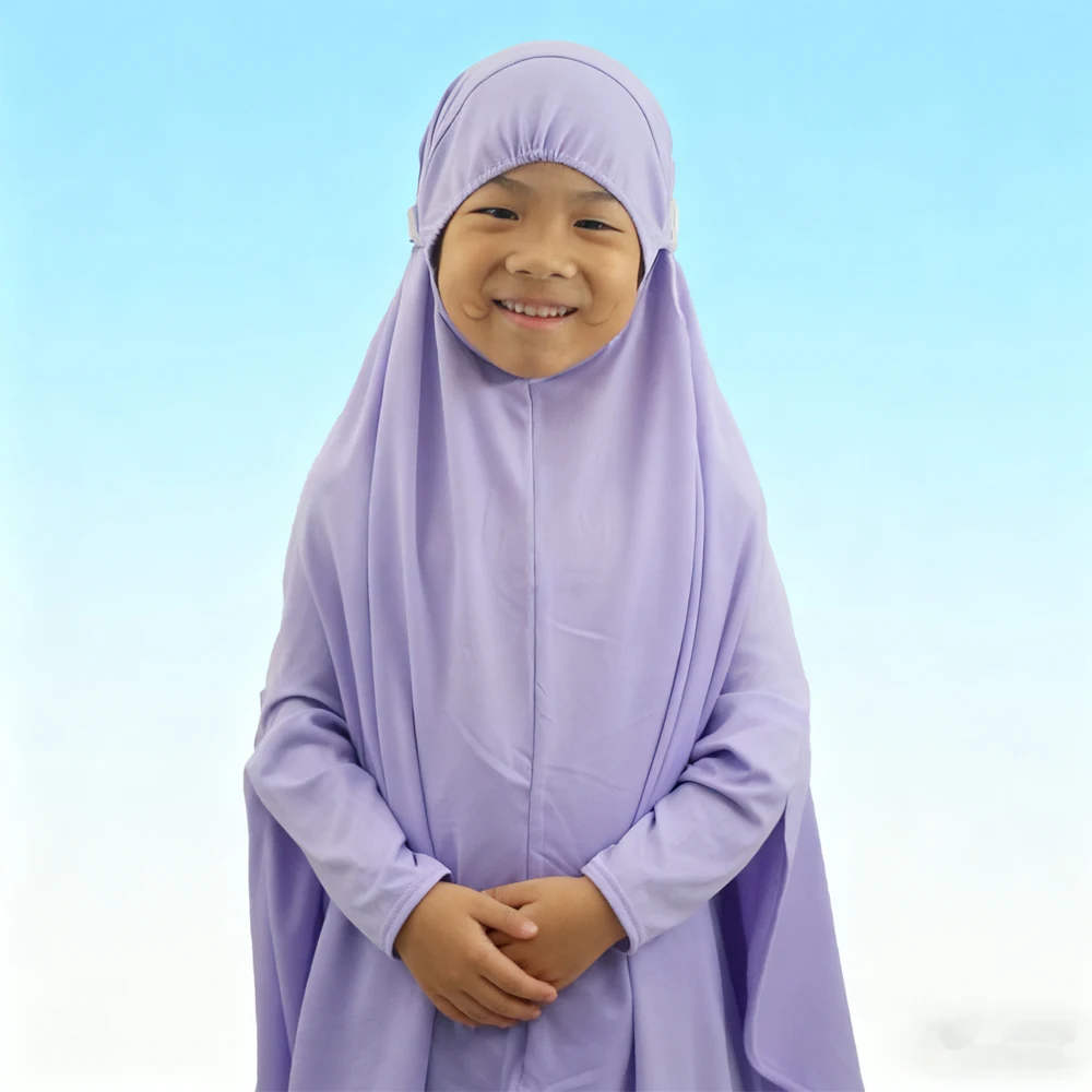 Eid Khimar Jalabiya Kids Girls Muslim Dress Hijab Set Ramadan Djellaba Abaya Turkey Kaftan Robe Prayer Garment Islam Clothing