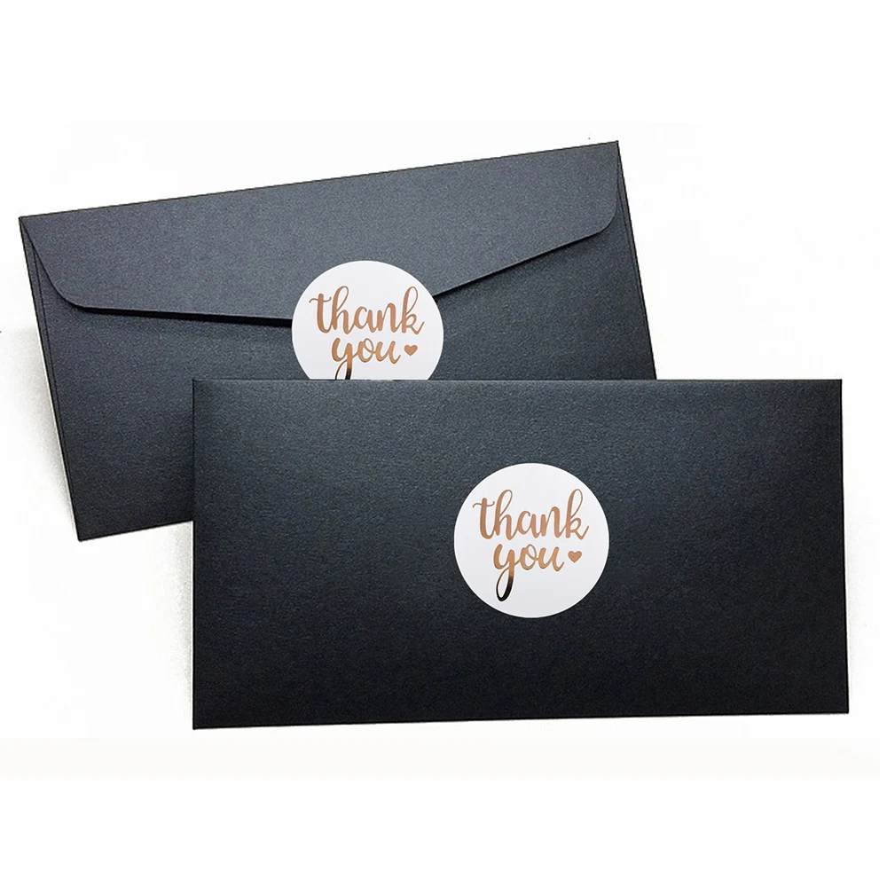 50-500PCS Round Gold Label Hot Stamping Thank You Sticker Wedding Beautiful Gift Card Envelope Sealing Label Stationery