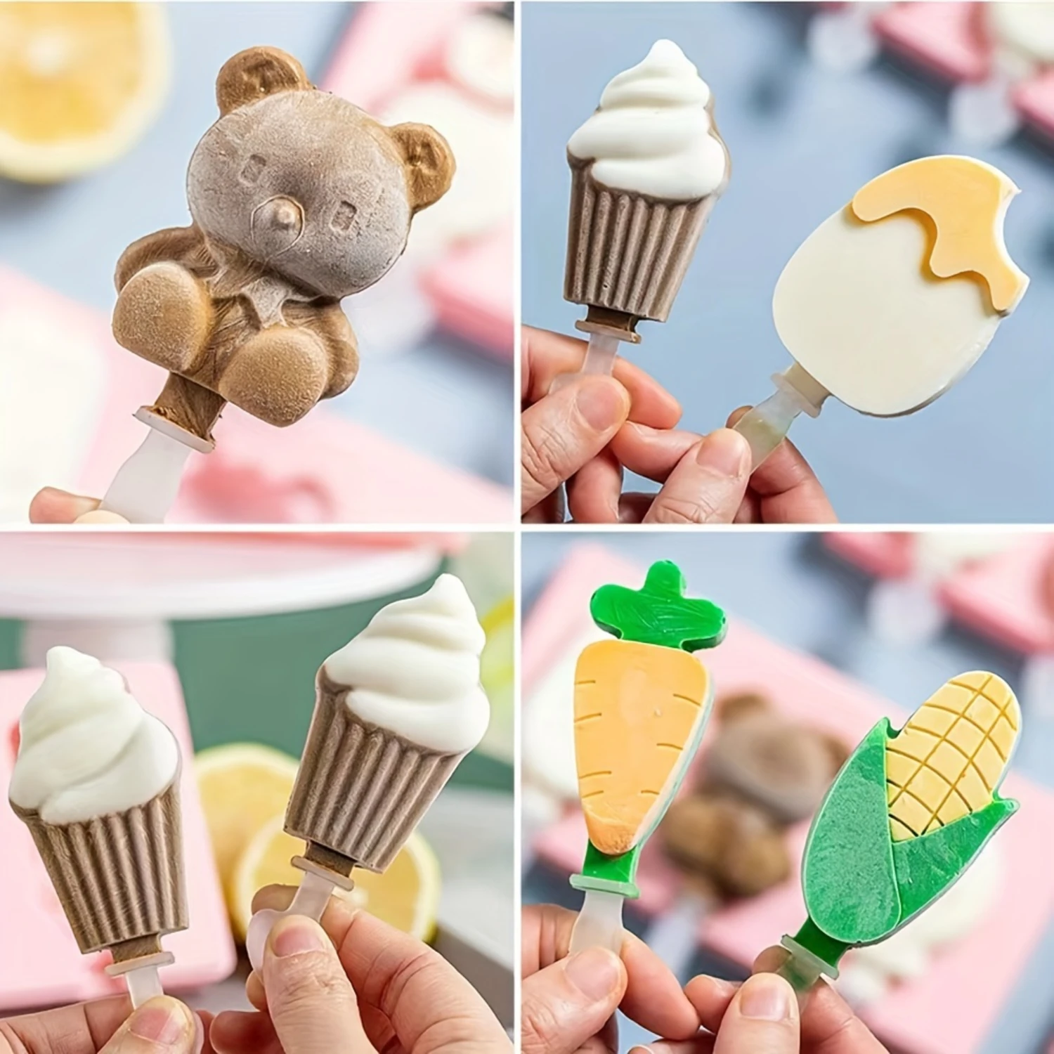 2ピースの簡単に取り出せるアイスクリーム型 - クリエイティブな自家製アイスキャンディーとおやつ、食品安全プラスチック、ラテックスフリー