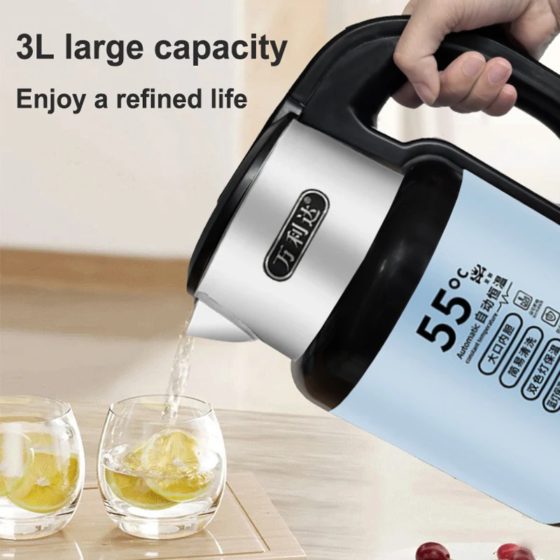 Intelligent Constant Temperature Automatic Power Off Electric Kettle 3L Stainless Steel Electric Kettle Double Layer Insulation