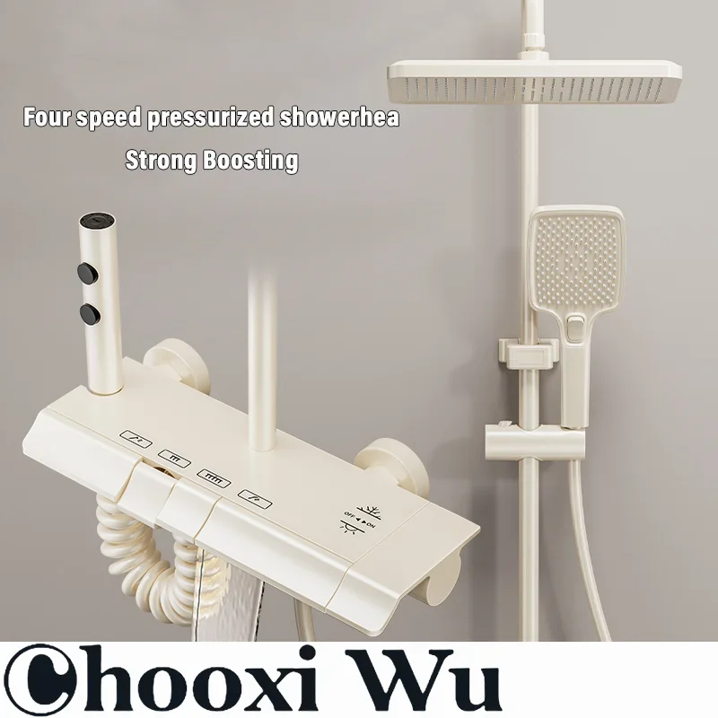 

CHOOXIWU - Milk White Modern Bathroom Shower System Waterfall Rainfall Faucets Set Bathtub Hot Cold Crane Mixer Rain Shower Tap